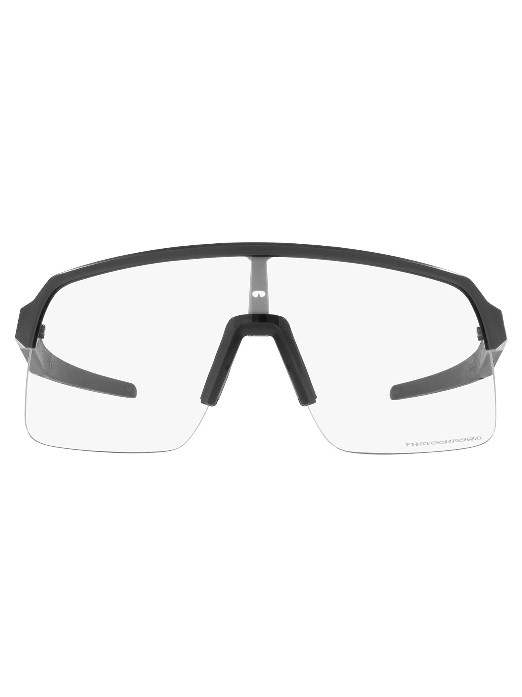 Clear Oakley Sutro Lite replacement lens with a black and red frame, nosepiece, and Oakley logo.