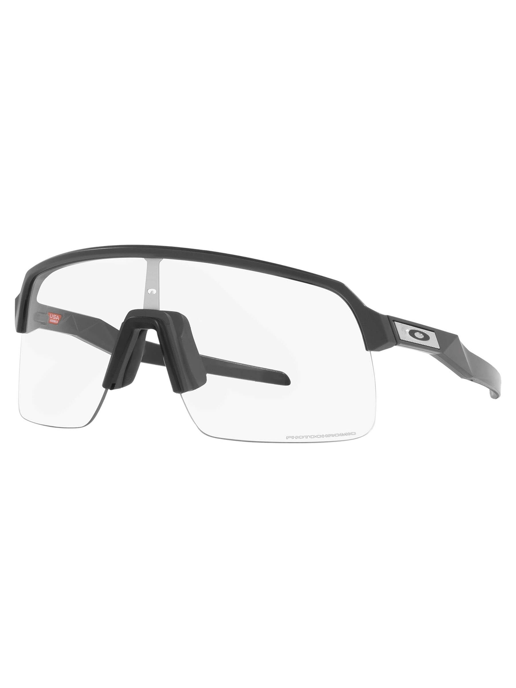 Clear Oakley Sutro Lite replacement lens with a black frame and nosepiece.