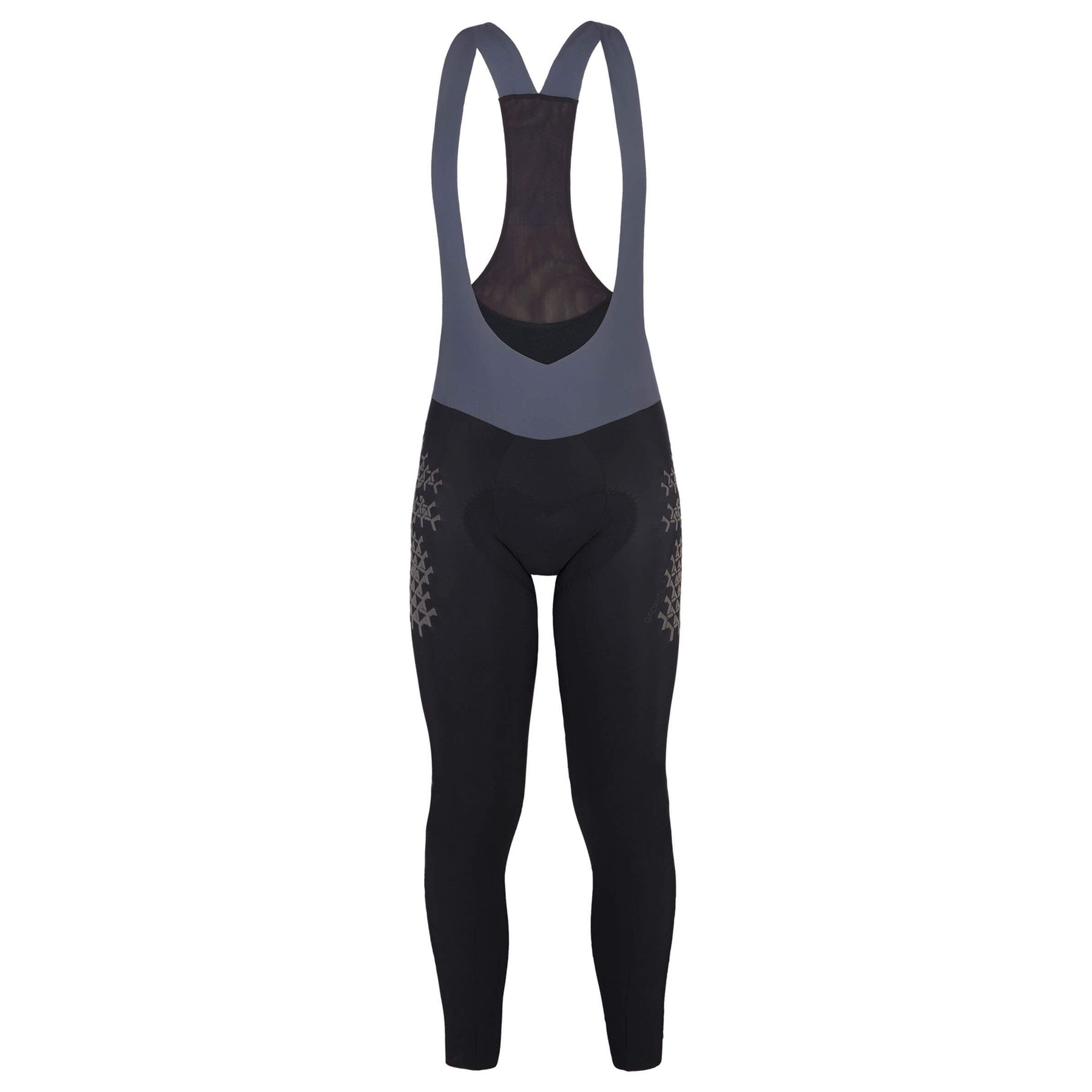 Q36.5 grid skin women's winter bib tights with micro-fleece and DWR treatment.