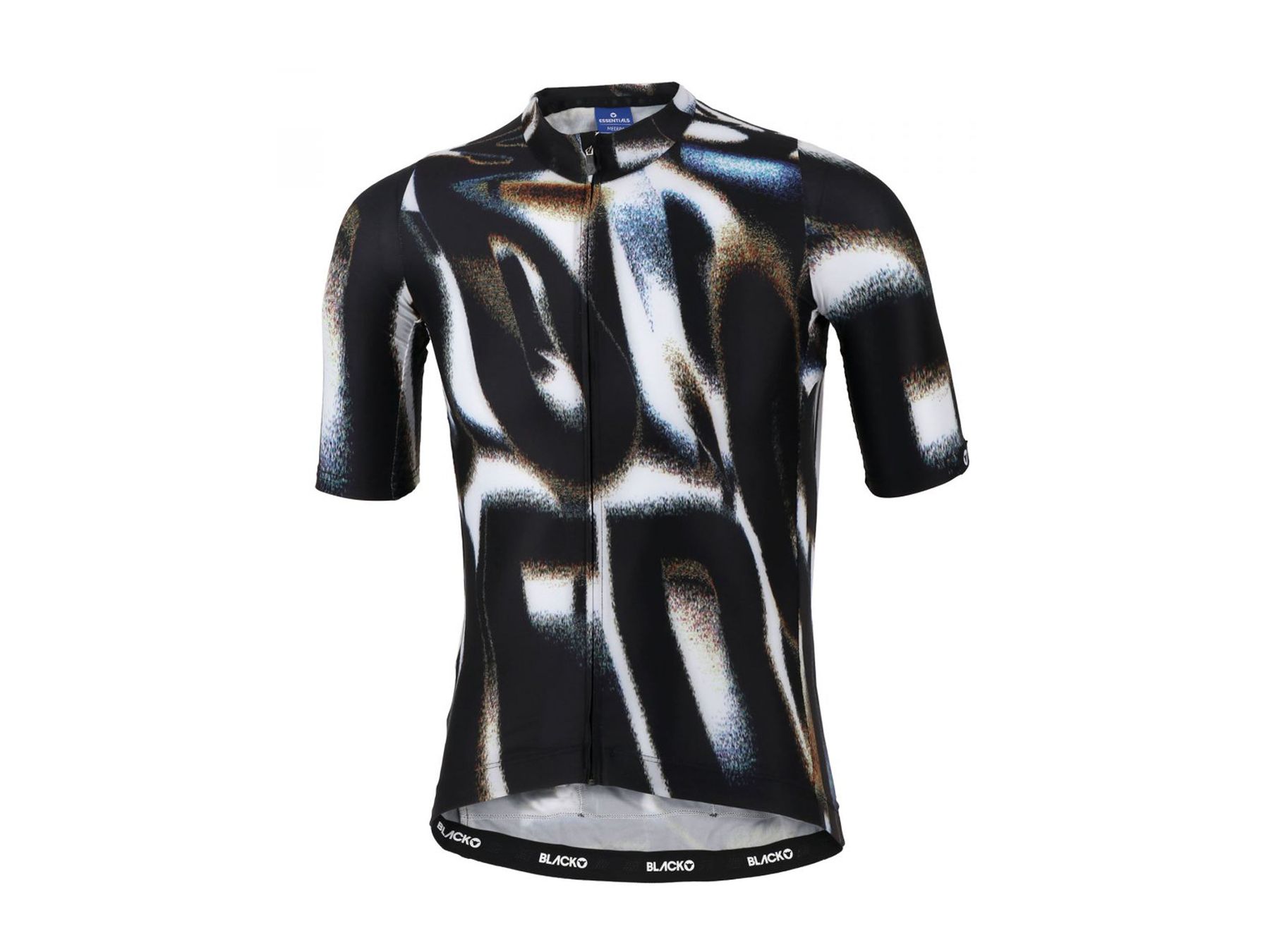Black and white women's cycling jersey with a print, made of lightweight and soft Light Asteroid 2.0 fabric for a perfect fit and high-performance experience.
