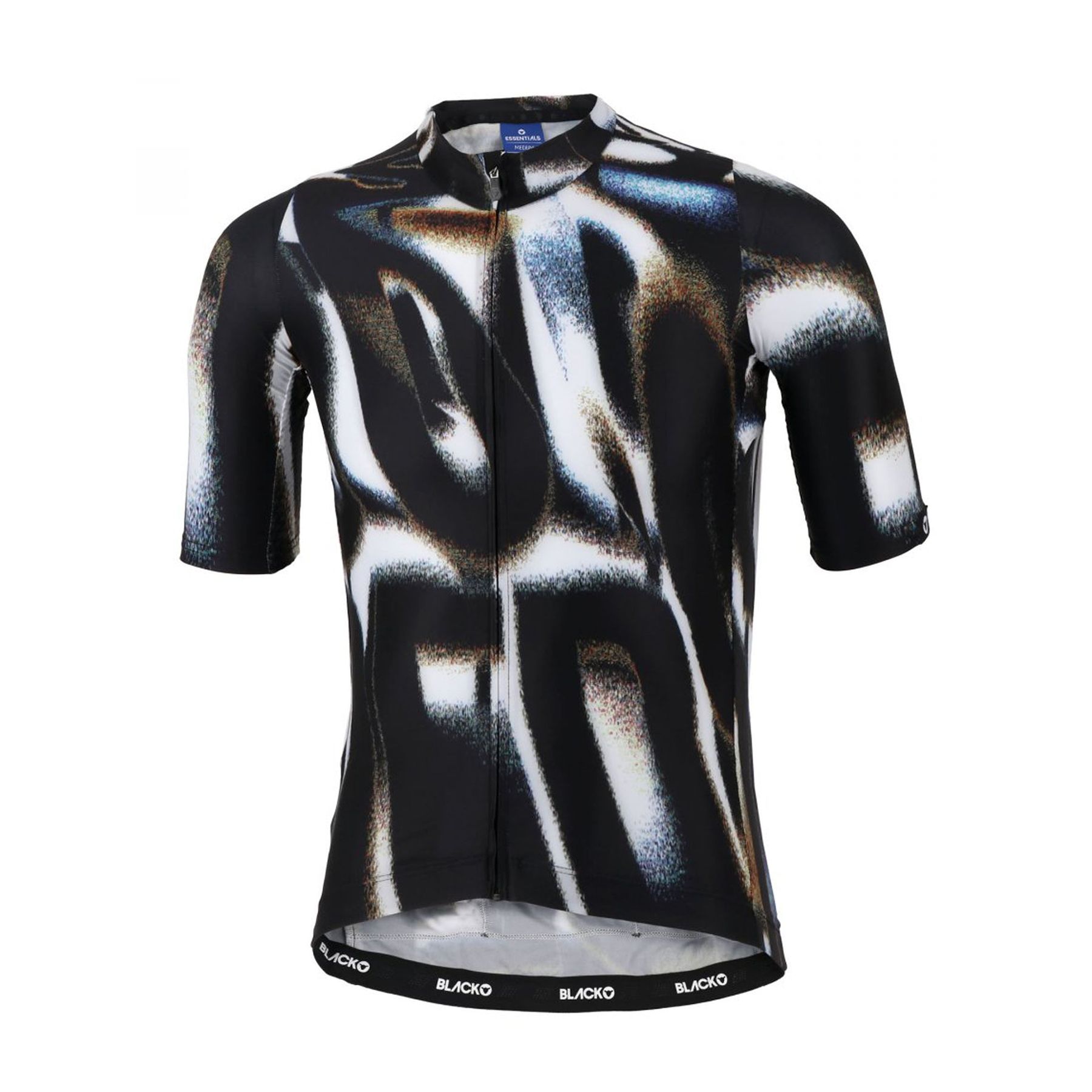 Black and white women's cycling jersey with a print, made of lightweight and soft Light Asteroid 2.0 fabric for a perfect fit and high-performance experience.