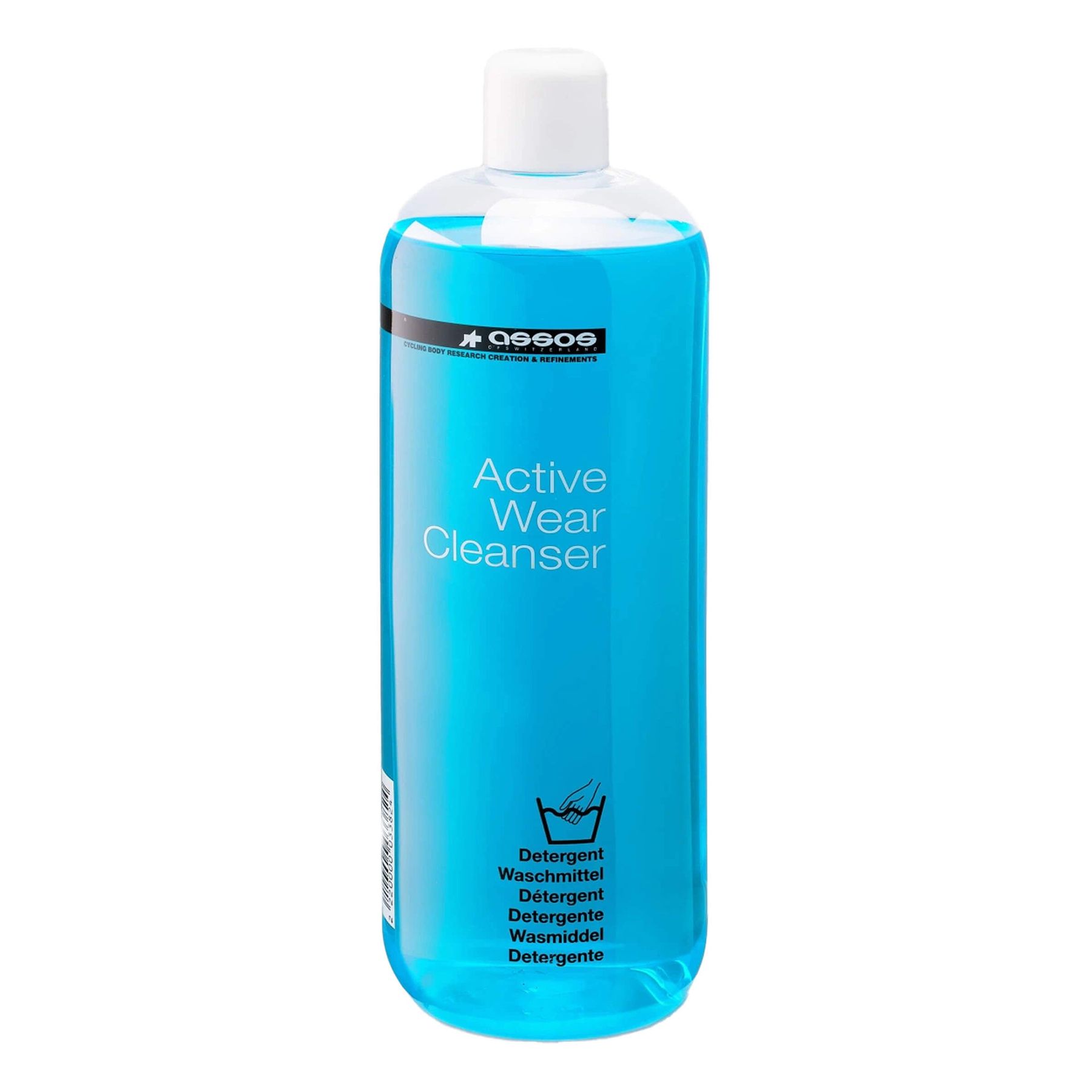 Assos Active Wear Cleanser, 500ml: pH neutral, gentle on elastic fibers, cleans and reduces odor, enhances breathability, preserves color.