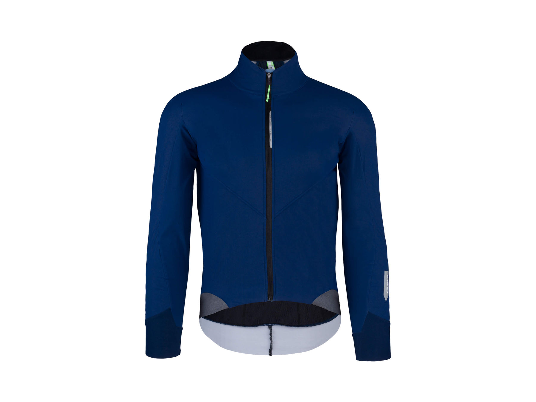 The Q36.5 Bat Jacket in navy, front view, highlighting the sleek design with Graphene Yarn Technology™ for heat regulation.