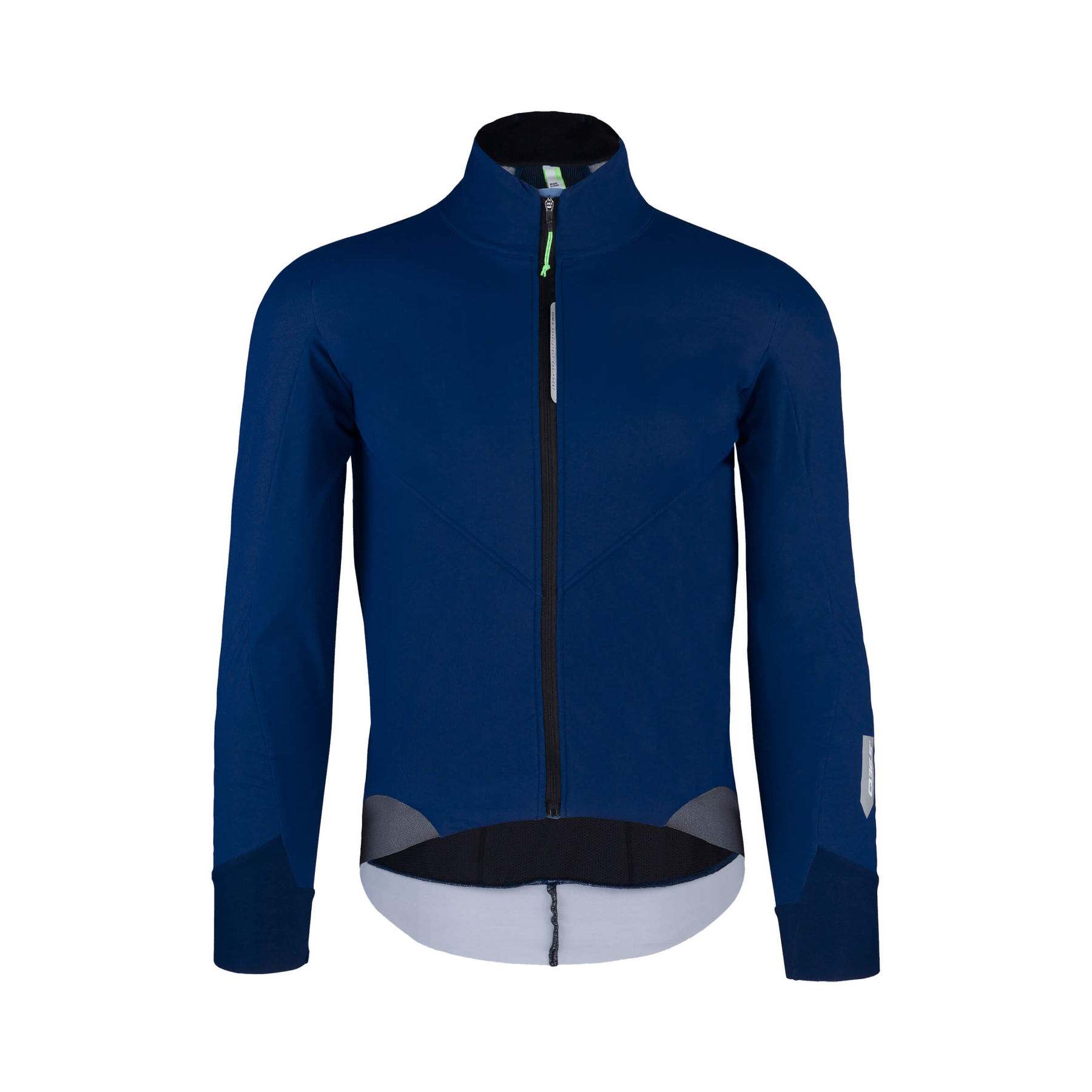 The Q36.5 Bat Jacket in navy, front view, highlighting the sleek design with Graphene Yarn Technology™ for heat regulation.