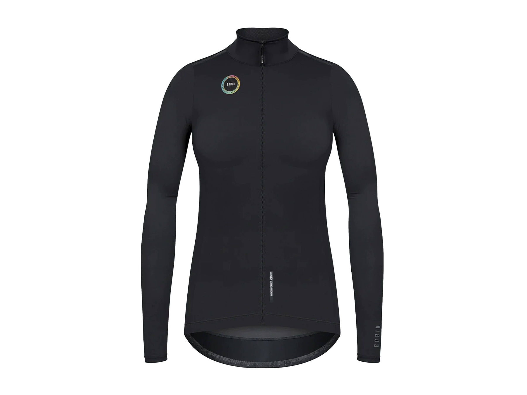 Front view of GOBIK Envy Women's Jacket in black, featuring a waterproof outer shell.