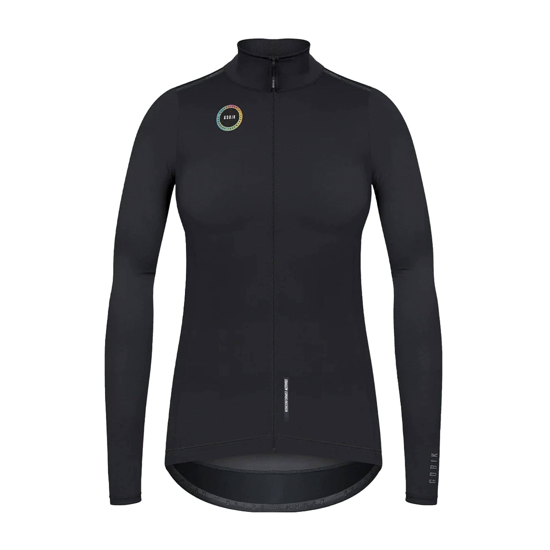 Front view of GOBIK Envy Women's Jacket in black, featuring a waterproof outer shell.
