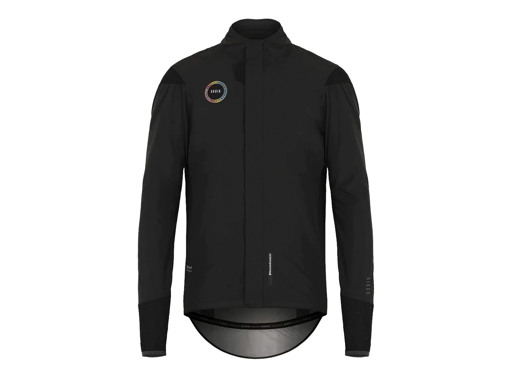 Unisex GOBIK EXO Royal Black rain jacket, waterproof with Event® DVstorm™ membrane and Velcro® sealed front zipper.