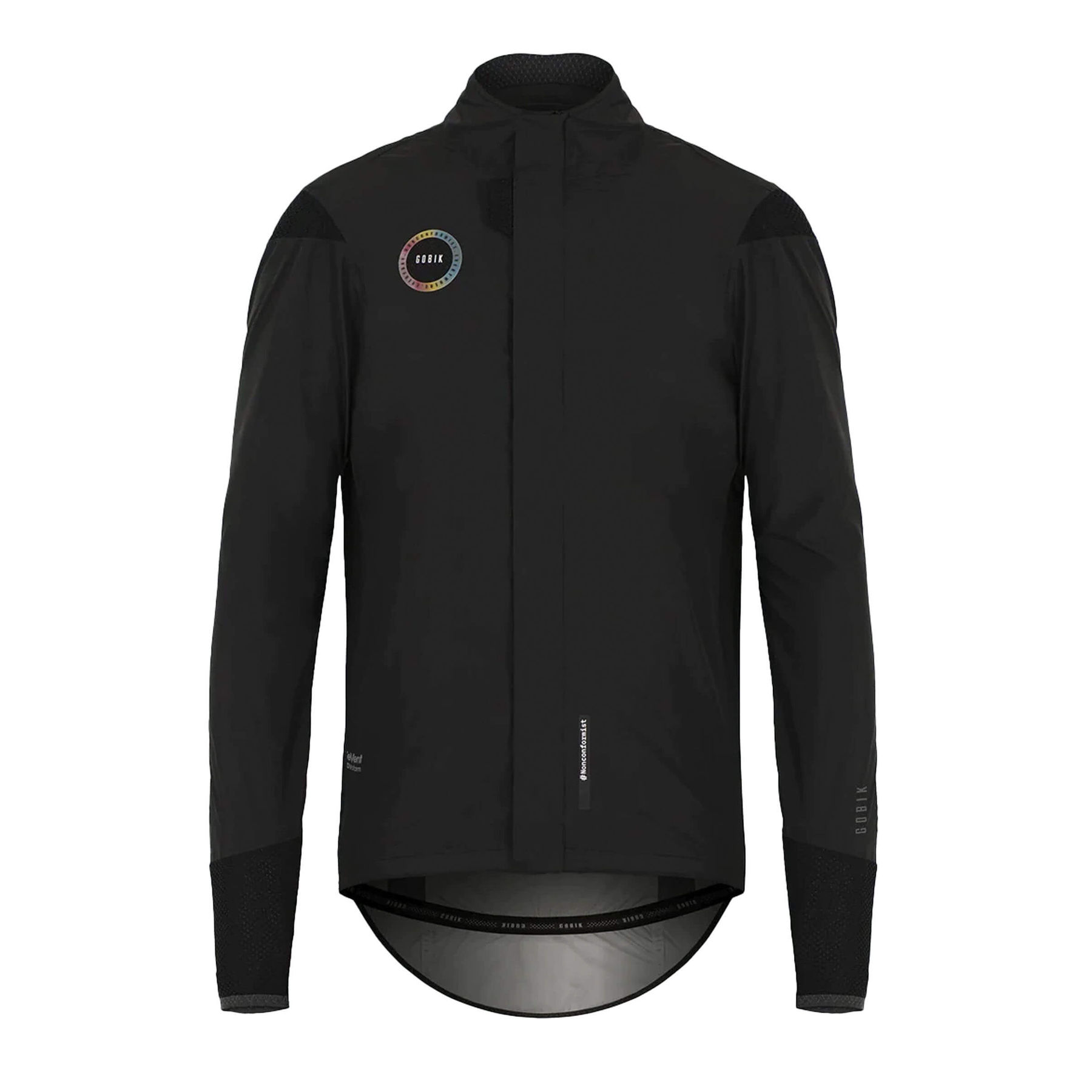 Unisex GOBIK EXO Royal Black rain jacket, waterproof with Event® DVstorm™ membrane and Velcro® sealed front zipper.