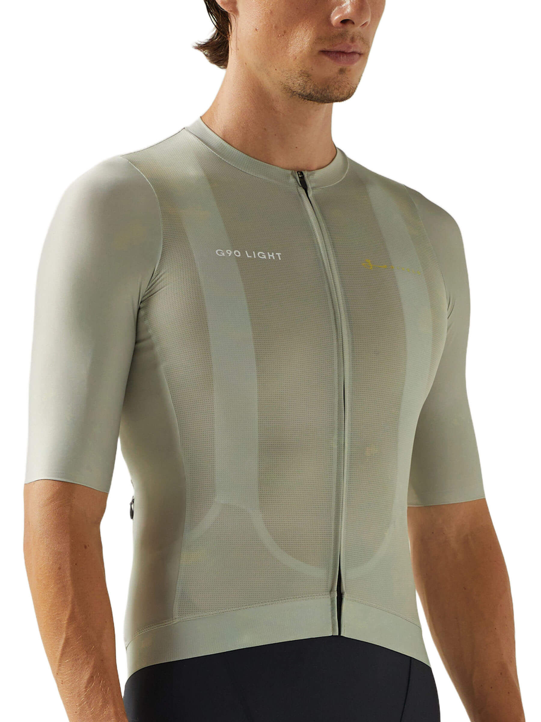 Cyclist in a mint Givelo G90 Light jersey, representing the pinnacle of cycling innovation.