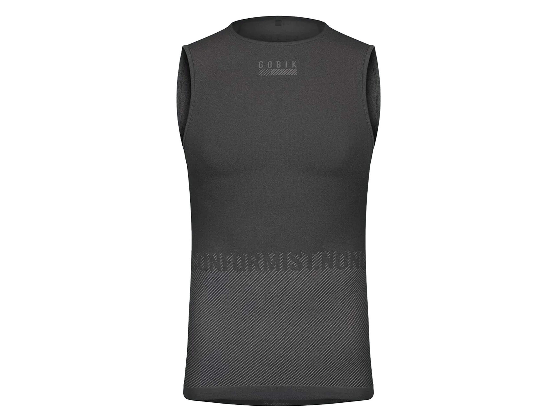 GOBIK Limber Skin Sleeveless Base Layer for men in black with breathable polypropylene fabric and seamless construction.