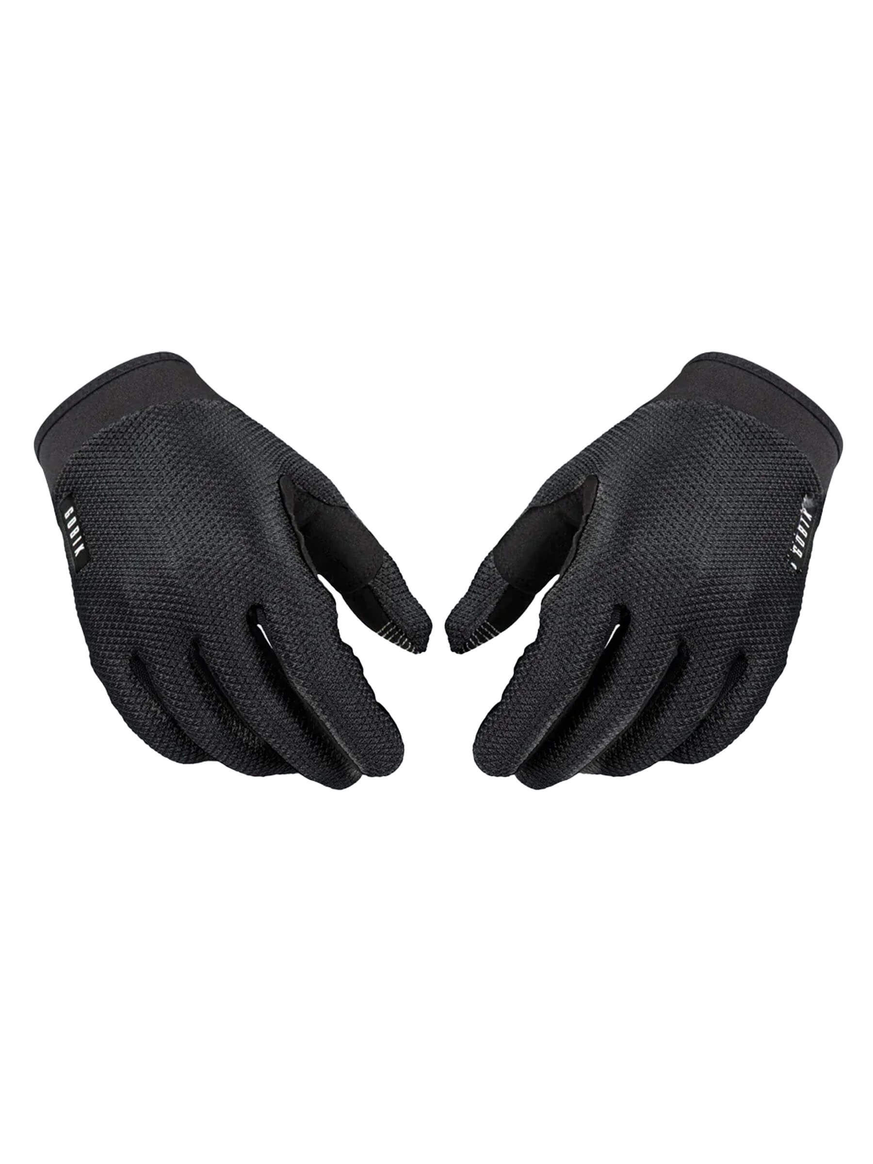 GOBIK Lynx Gloves in black, featuring silicone palm inserts and conductive threads on fingertips.