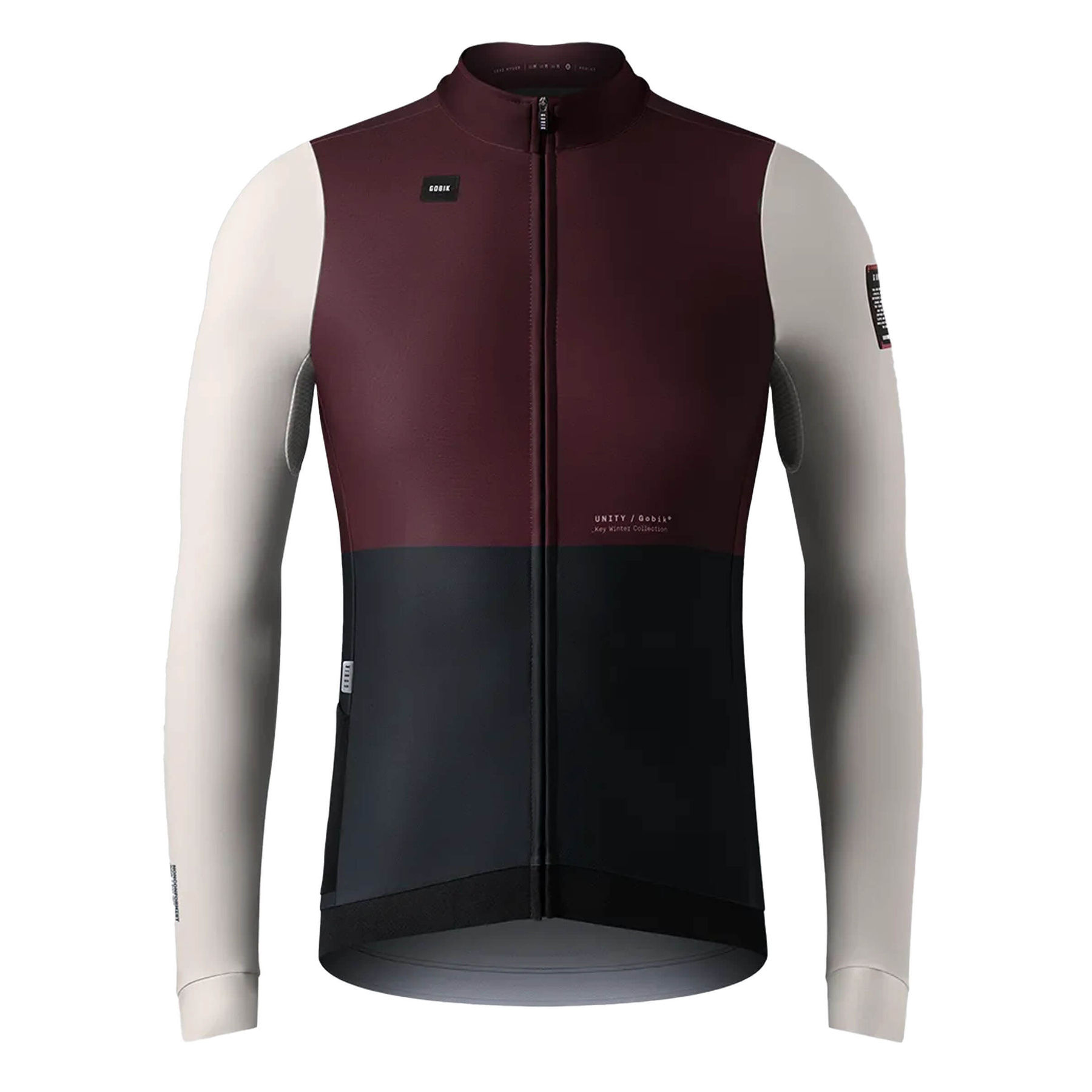 GOBIK Hyder men's jersey in merlot with white and black color blocks, microfleece fabric for winter rides.