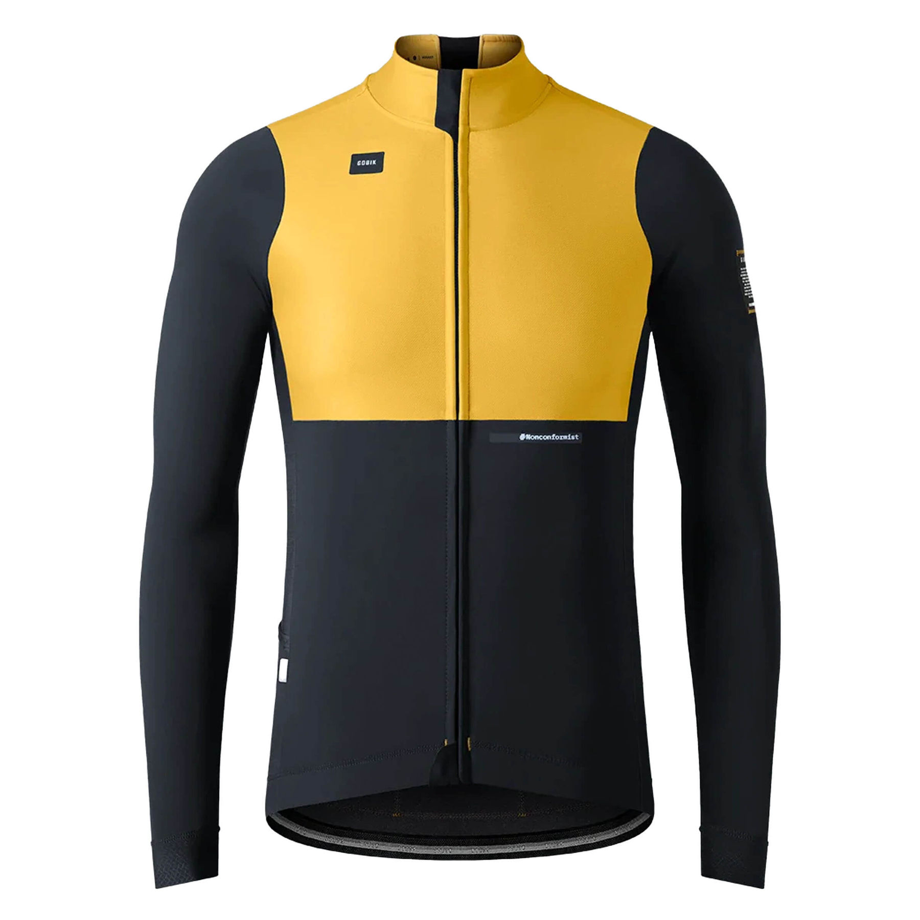 Yellow and black men's cycling jersey with eVent® DVstretch™ membrane for wind resistance and aerodynamics in cool weather.