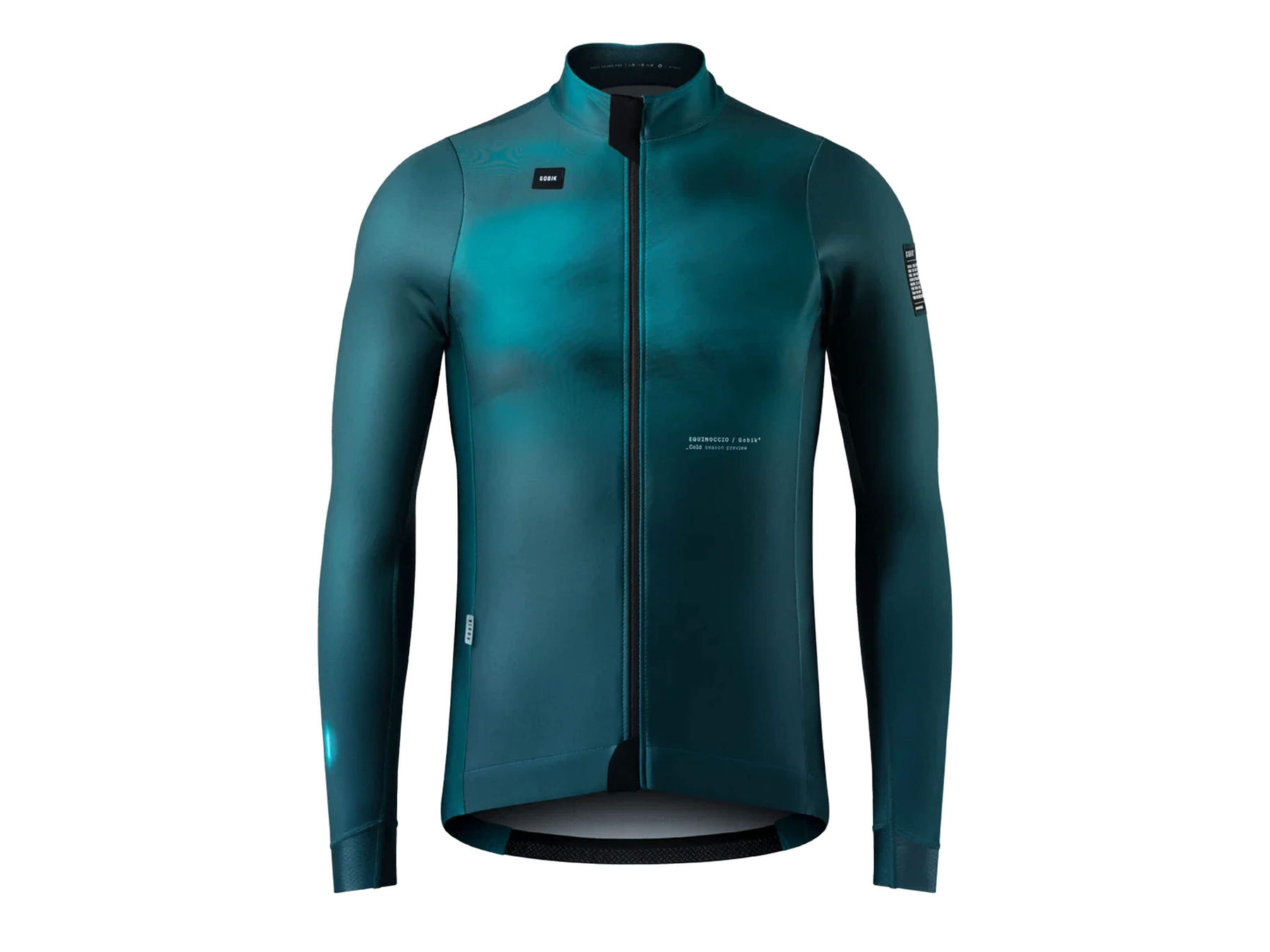 GOBIK Skimo Pro Hydro men's jacket in equinox teal, designed for cold weather adventures with thermal properties.