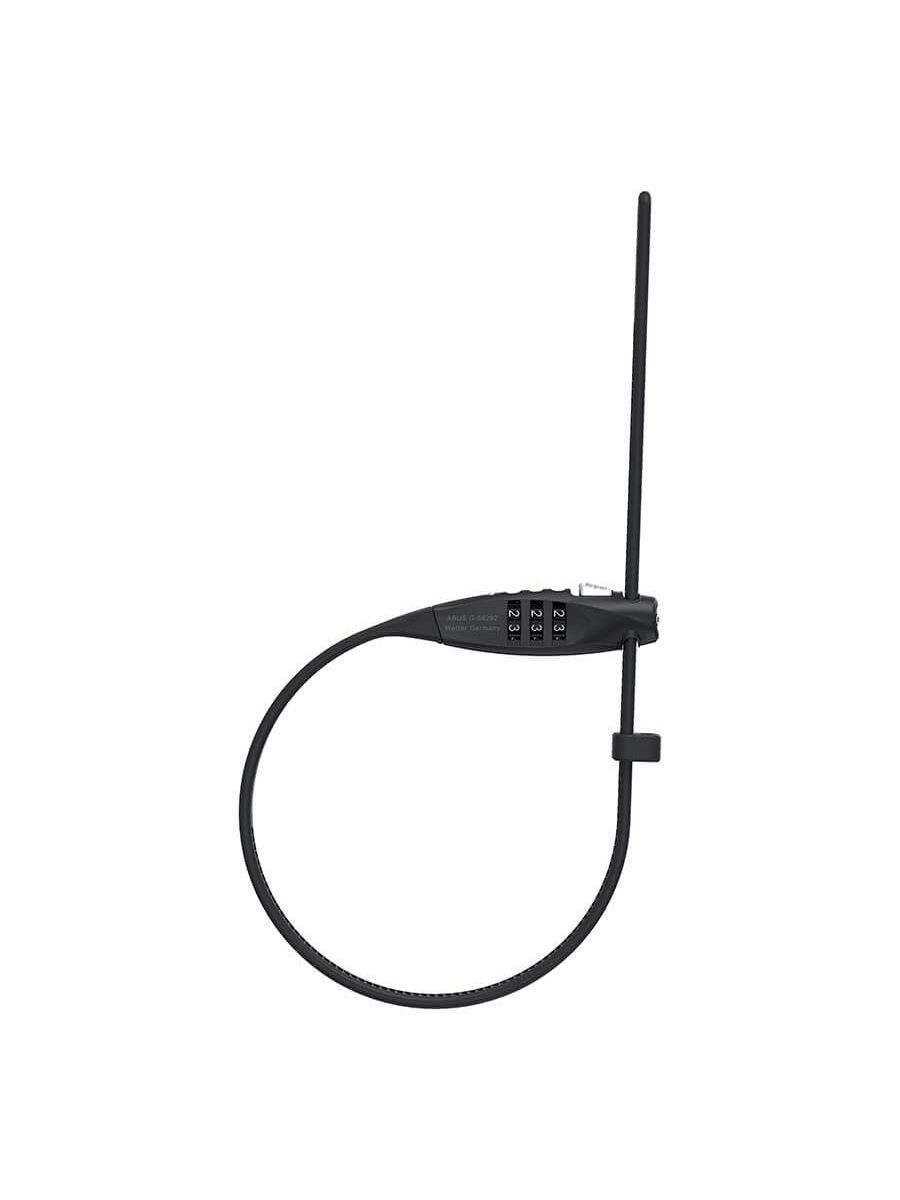 Black ABUS Combiflex Travel Guard lock with a steel cable and a three-digit combination mechanism.