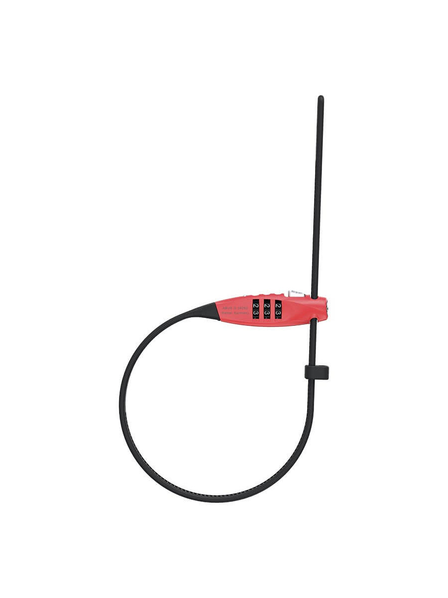 Red ABUS Combiflex Travel Guard lock, steel core, 3-digit code, lightweight, compact.