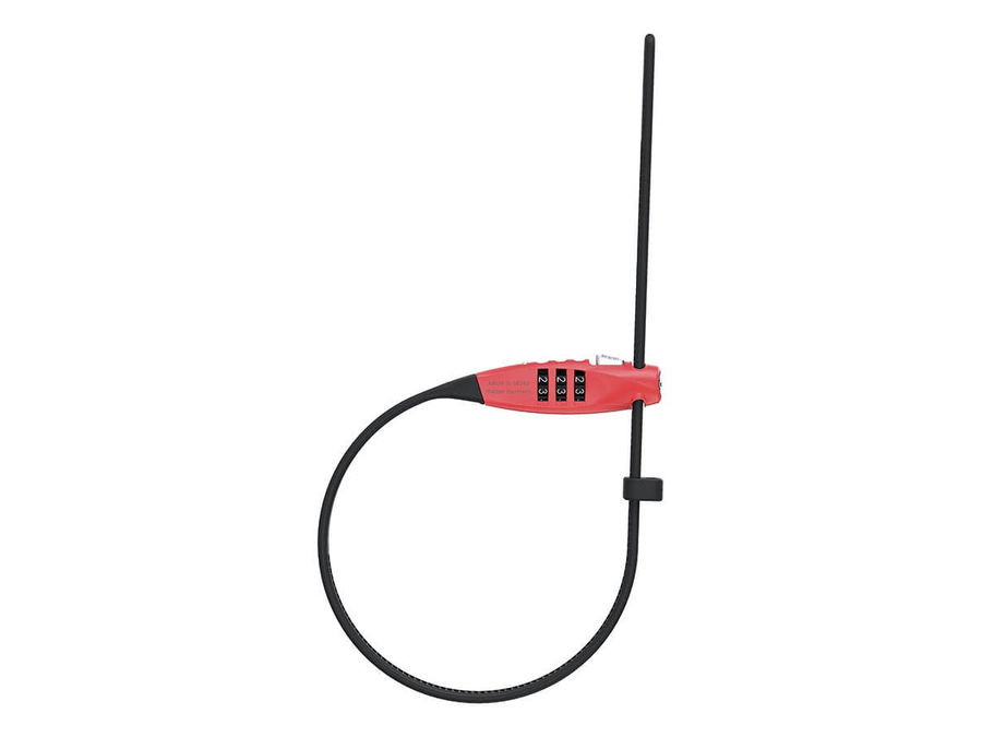Red ABUS Combiflex Travel Guard lock, steel core, 3-digit code, lightweight, compact.
