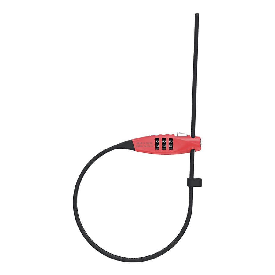 Red ABUS Combiflex Travel Guard lock, steel core, 3-digit code, lightweight, compact.