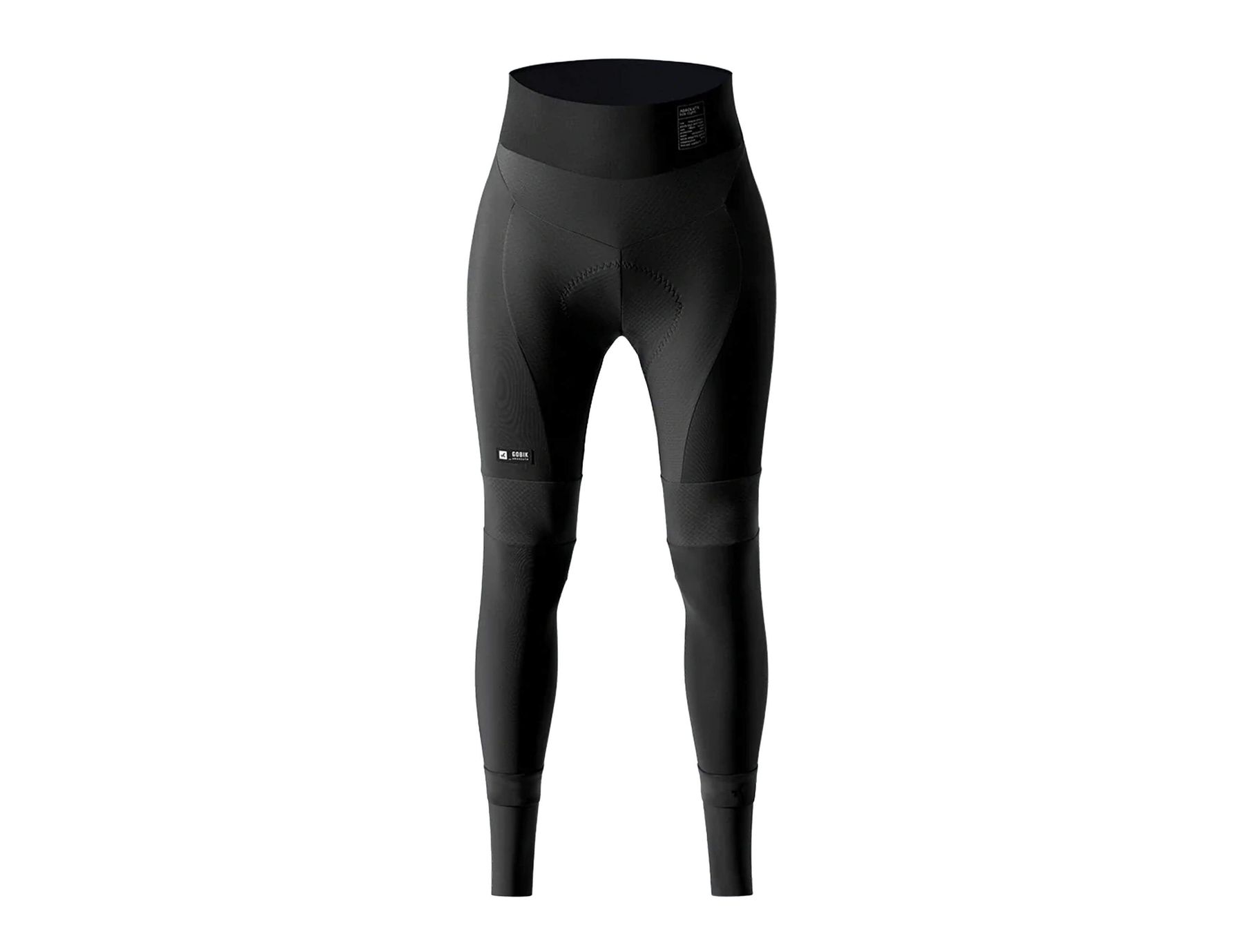 Gobik Absolute 6.0 K9 Strapless Women's Cycling Tights, black with high waist, reflective details on legs, for cold weather riding.
