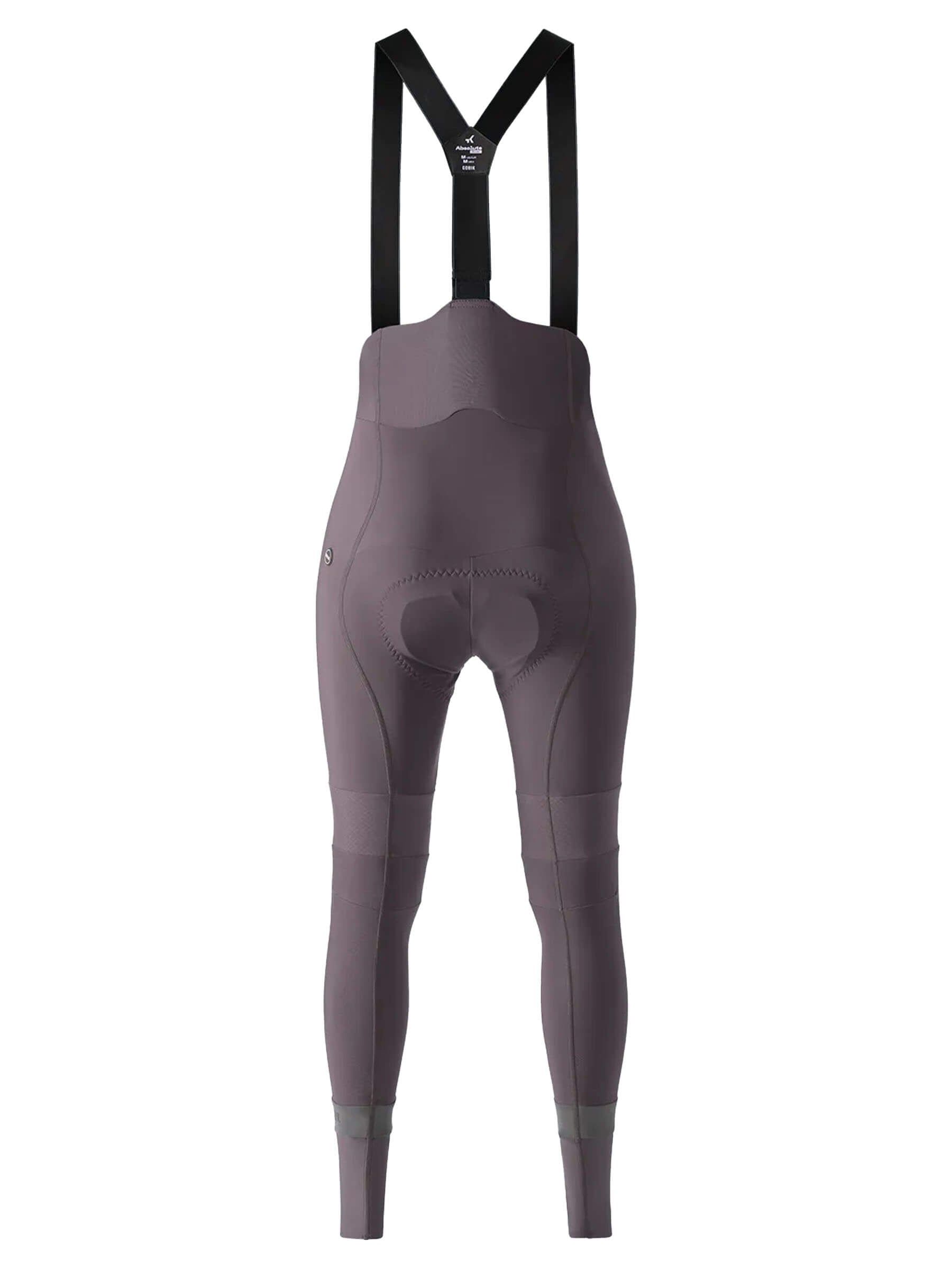 GOBIK Absolute 6.0 K9 Bib Tights in java: Dark taupe cycling tights with black suspenders and ergonomic padding for enhanced riding comfort.