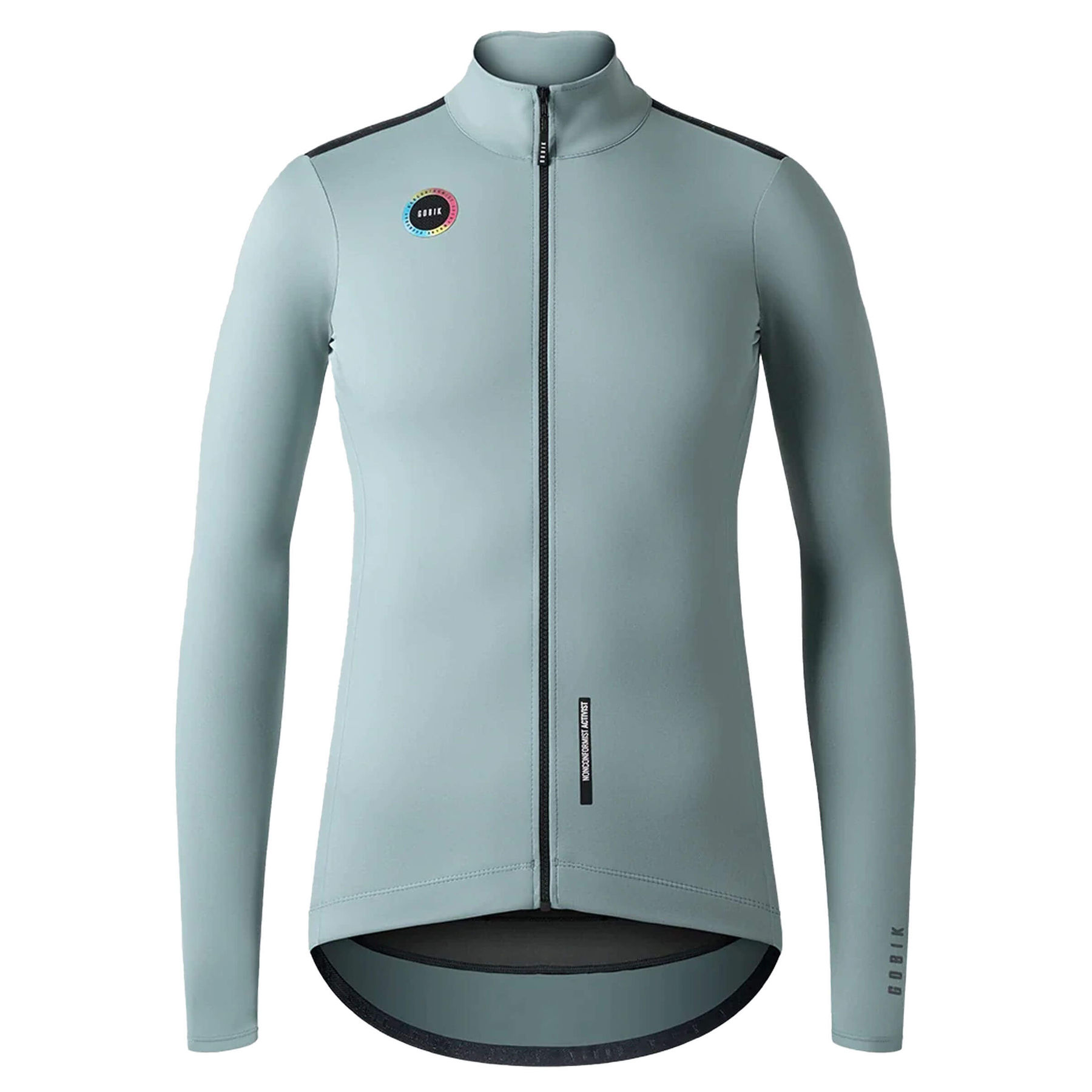GOBIK Envy Women's Jacket in light grey with waterproof zipper and snug collar.