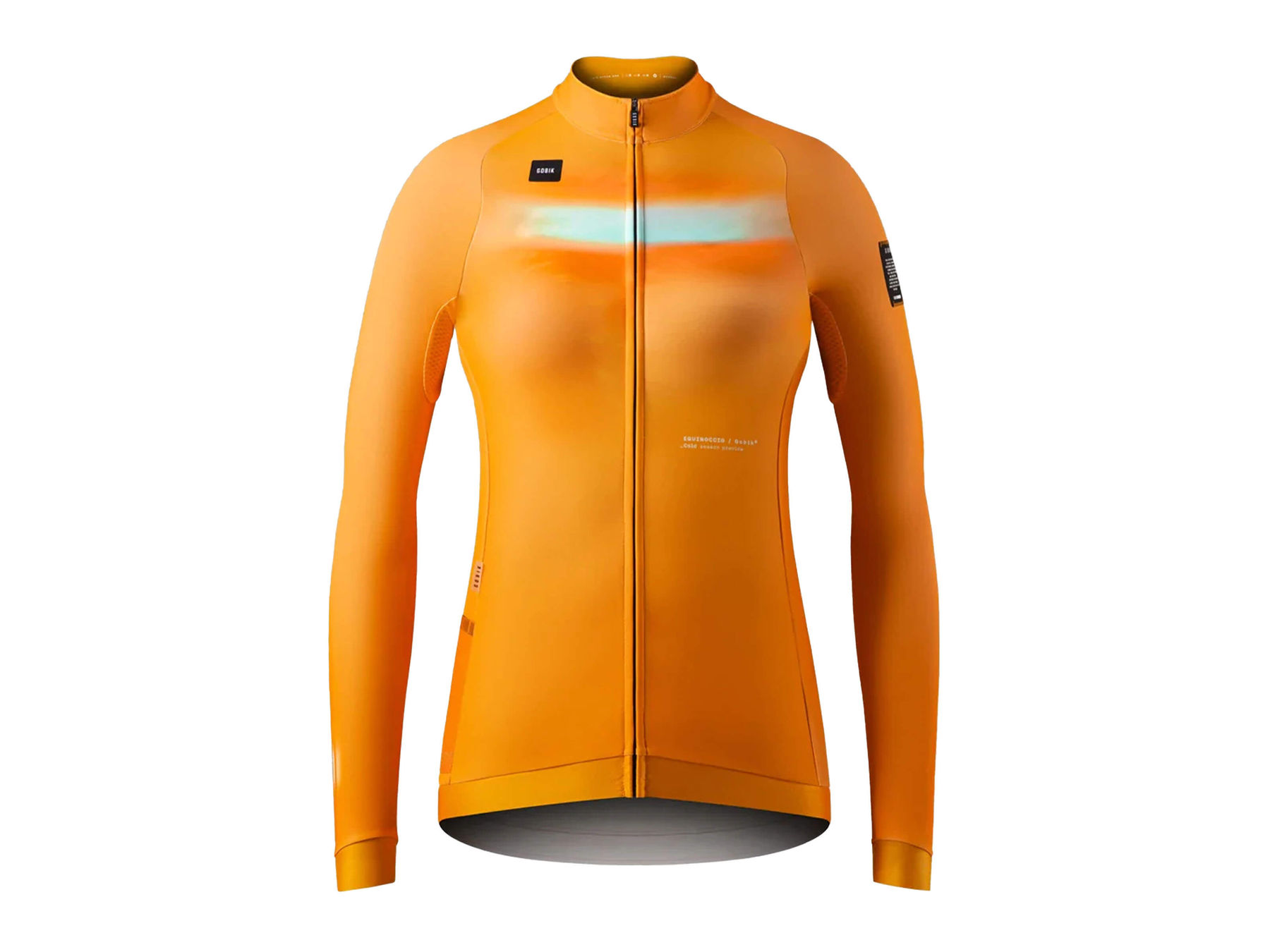 Hyder cycling jacket in vibrant madras orange with microfleece fabric, reflecting light stripe across the chest.