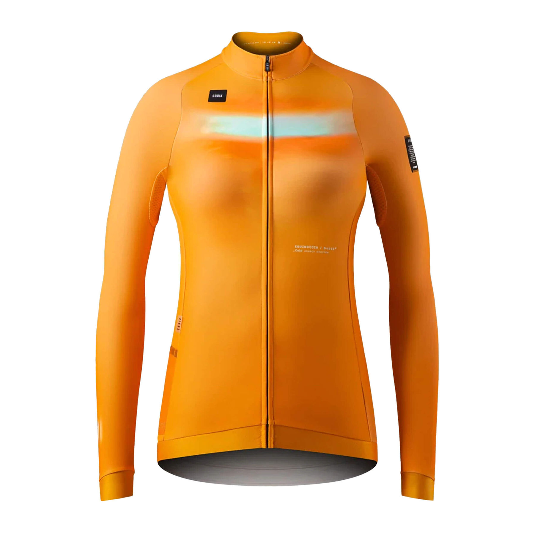 Hyder cycling jacket in vibrant madras orange with microfleece fabric, reflecting light stripe across the chest.